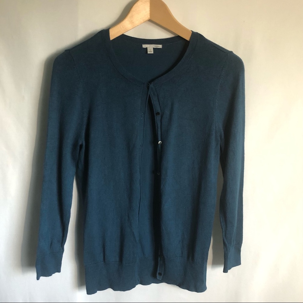 Soft, teal blue Halogen button up cardigan size S